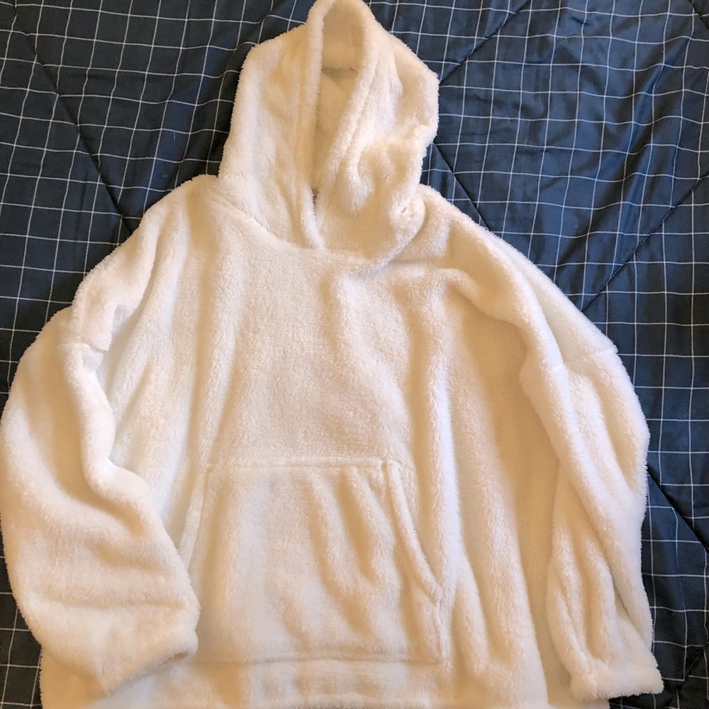 Fluffy White Hoodie